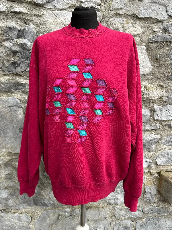 80s maroon geometric sweatshirt Medium