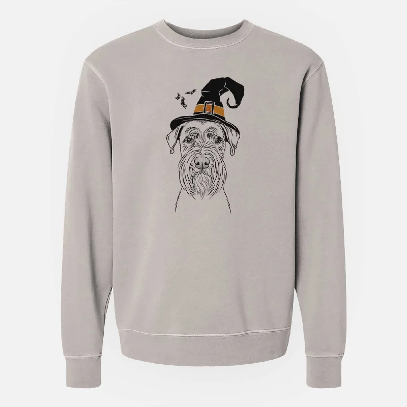 minimalistic workout hoodieWitch Milton the Schnauzer - Unisex Pigment Dyed Crew Sweatshirt