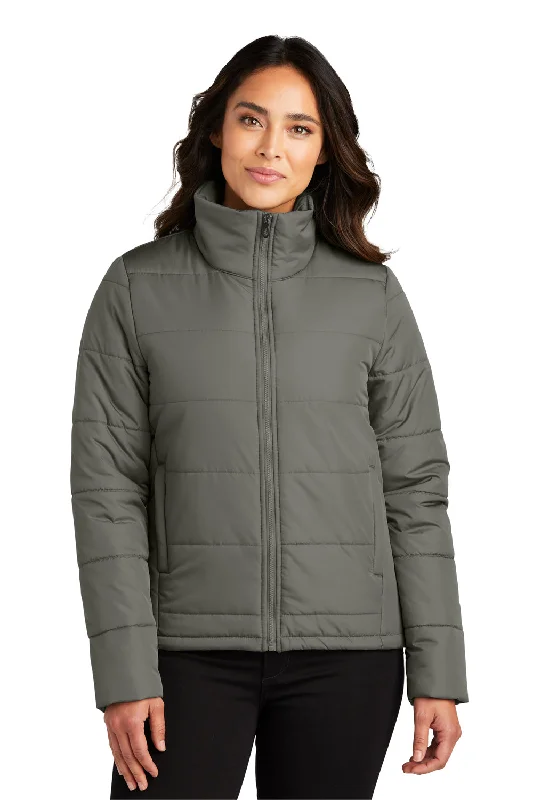 trendy puffer coatPort Authority Womens Water Resistant Full Zip Puffer Jacket - Shadow Grey