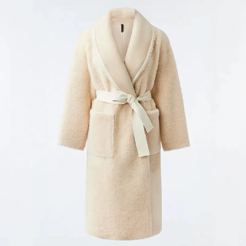 long coatHana 2-in-1 Shearling Robe Coat Cream