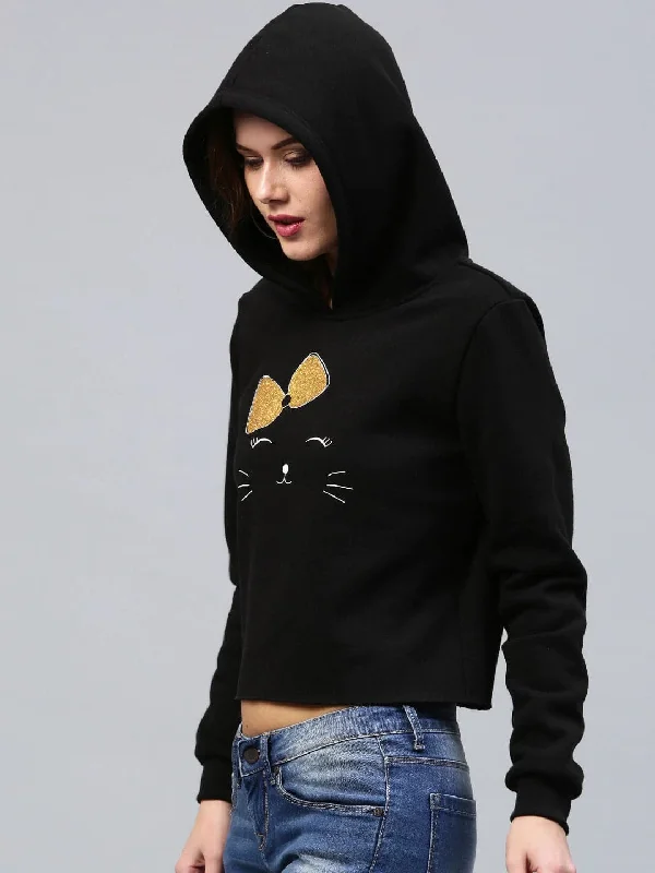 sleek gym hoodieBow Kitty Black Sweatshirt