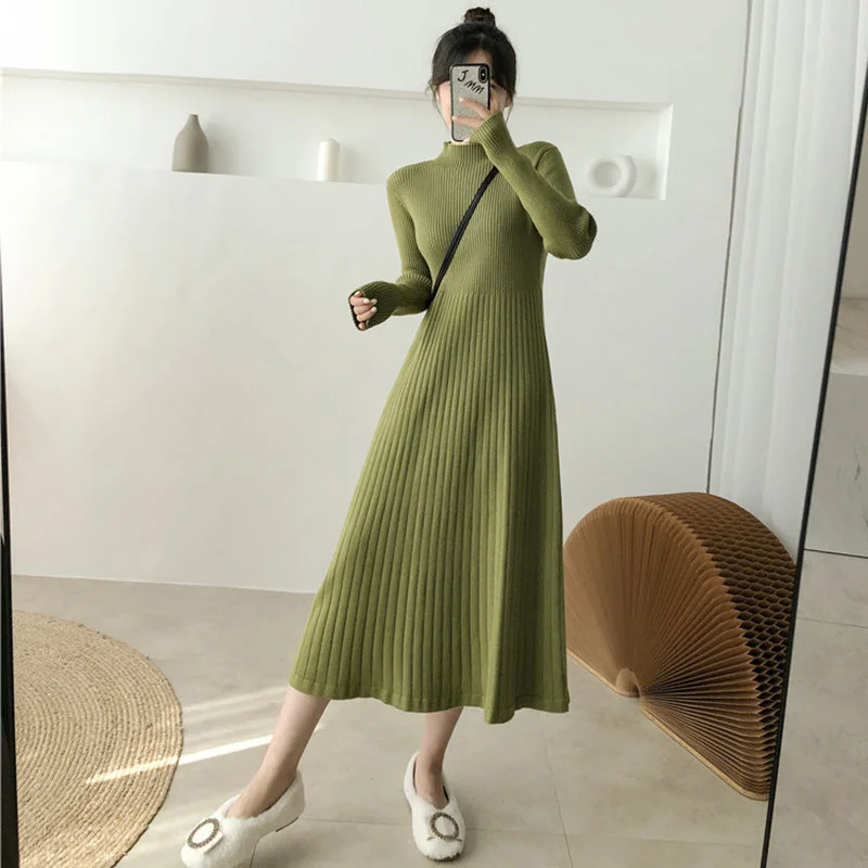 romantic dressJulia Fashion - Turtleneck Kintted Dress