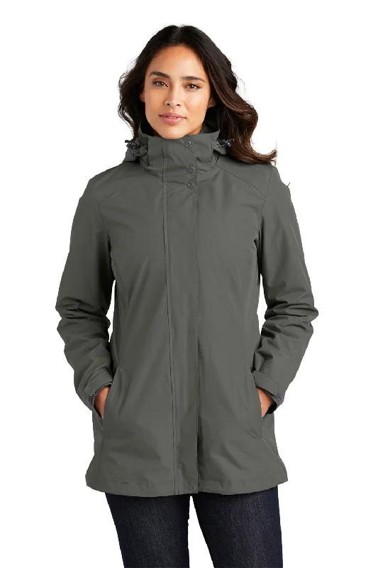 tailored coatPort Authority Womens All Weather 3-in-1 Water Resistant Full Zip Hooded Jacket - Storm Grey