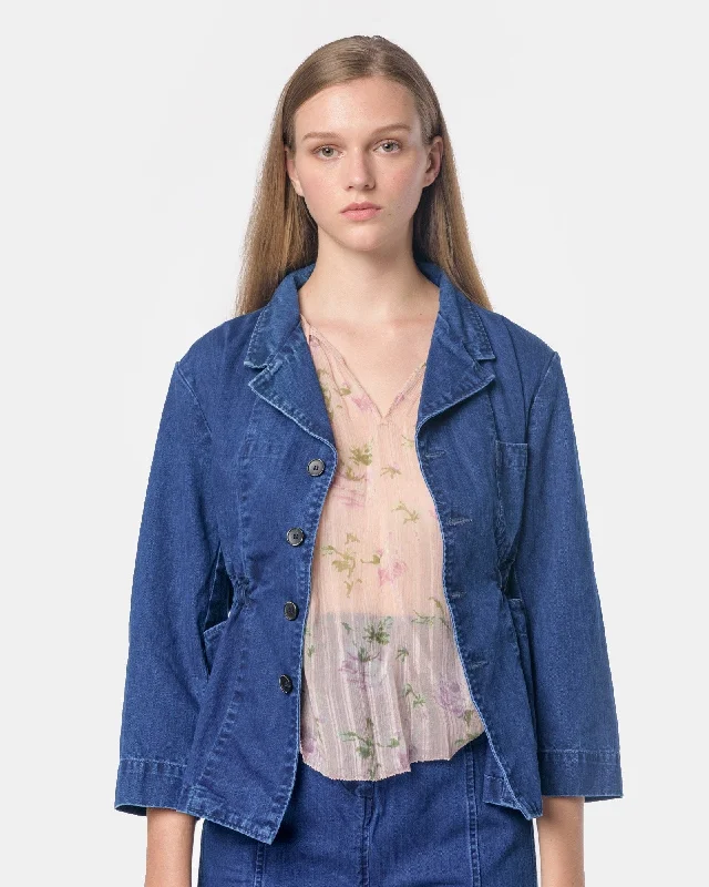 relaxed fit coatSteinbeck Jacket in Indigo Herringbone