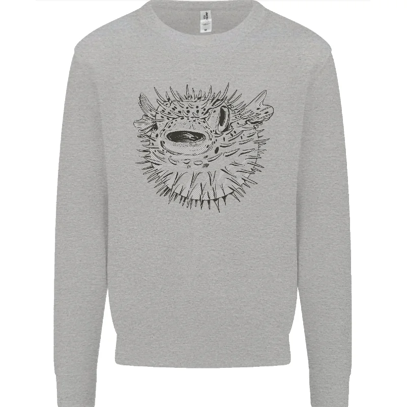 graphic gym sweatshirtA Pufferfish Puffer Illustration Mens Sweatshirt Jumper