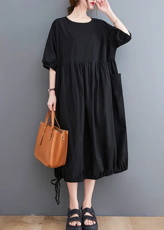 modern dressSimple Black Patchwork Solid Vacation Long Dresses Summer