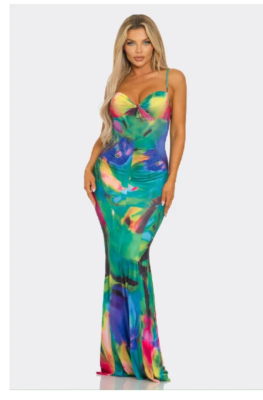 textured dressMs Diva Multi Abstract Print Maxi Sun Dress