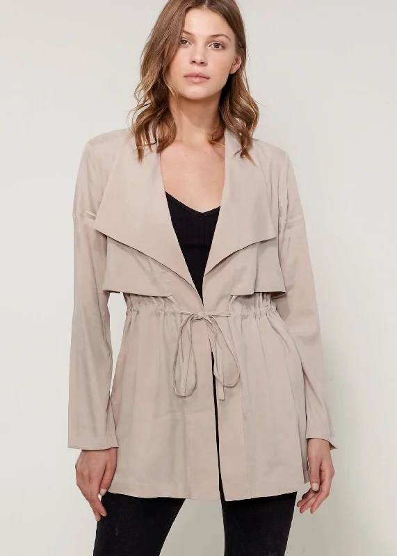 cozy coatRo&de Noir Open Front Jacket In Taupe