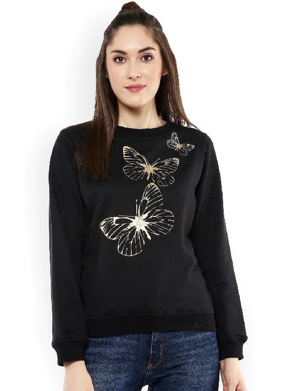 fashionable fitness sweatshirtBlack Sweatshirt with Foil Print