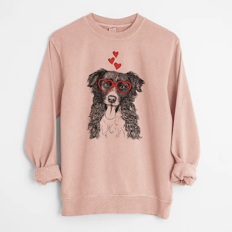 premium gym hoodieValentine Indi the Border Collie - Unisex Pigment Dyed Crew Sweatshirt