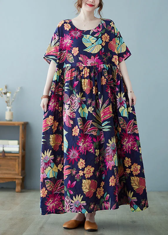 high-waisted dressCasual Patchwork Print Holiday Long Dress Summer