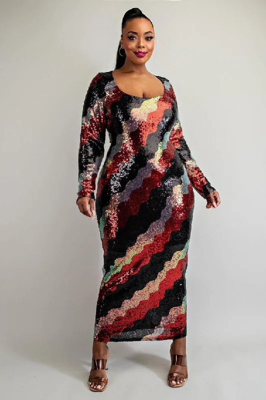 flowy dressPlus Size Multi Colored Sequin Dress