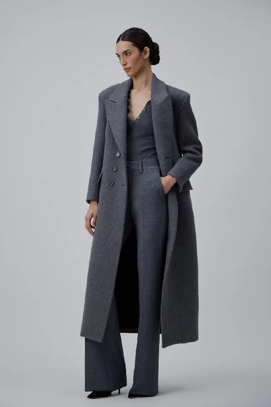 stylish coatOVERSIZE DOUBLE BREASTED COAT WITH SIDE SLIT IN DARK GREY