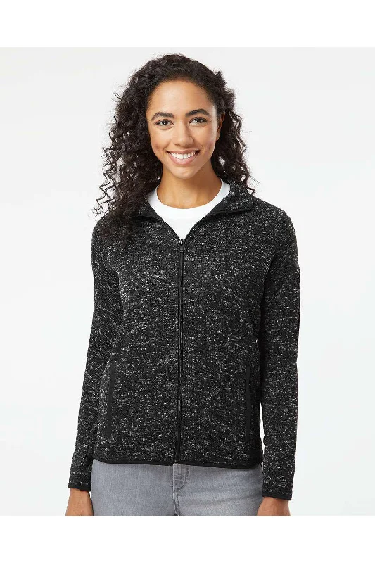 sporty outerwearBurnside Womens Sweater Knit Full Zip Jacket - Heather Black