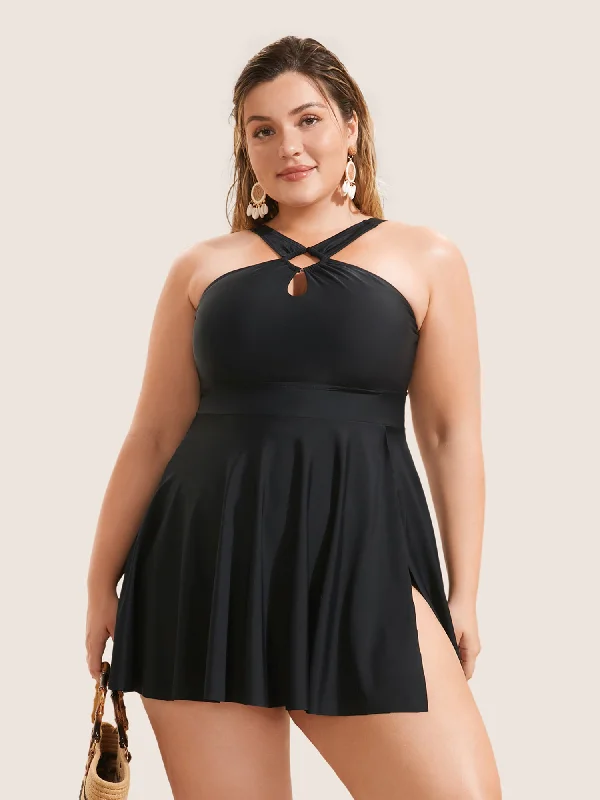 flowy dressPlain Cut Out Split Side Swim Dress