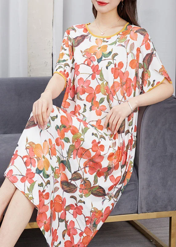 boho-chic dressPlus Size Floral O Neck Patchwork Chiffon Dresses Summer