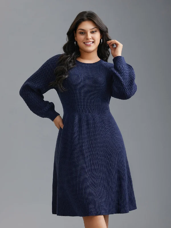 off-shoulder dressPlain Pit Strip Raglan Sleeve Sweater Dress