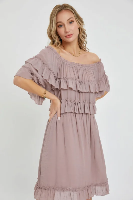 luxury dressOff Shoulder Ruffle Dress