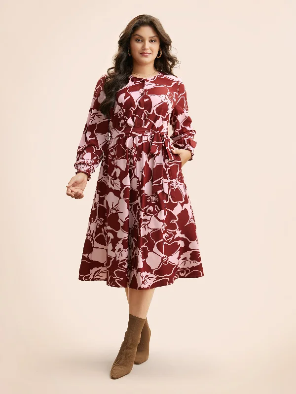 party dressFloral Button Up Belted Dress