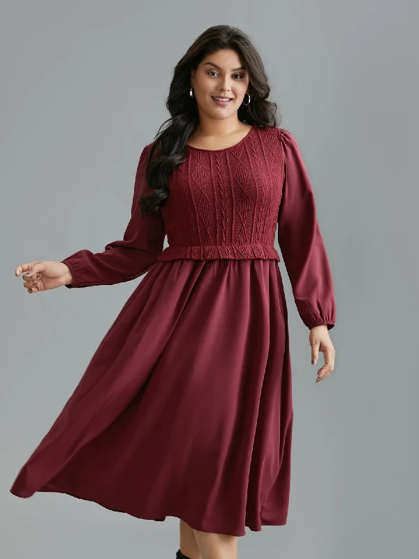 flowy maxi dressSolid Cable Knit Lantern Sleeve Dress