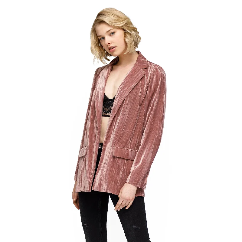 windproof jacketWomen's Velvet Blazer With Flap Pockets In Rogue