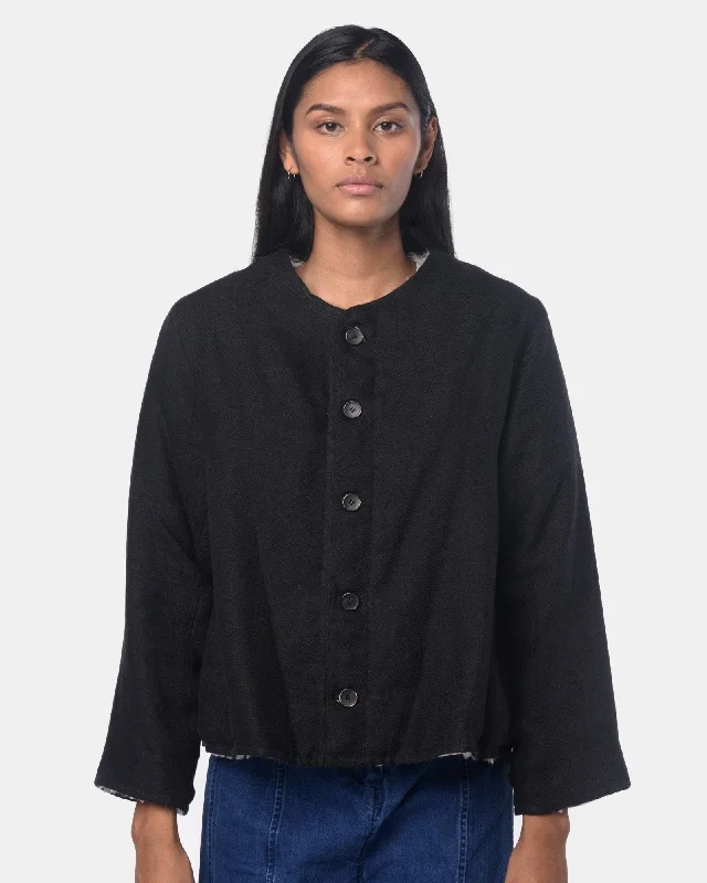 trendy bomber coatTommy Jacket in Black Wool Linen