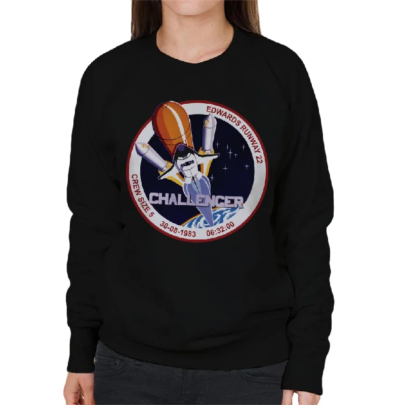 warm workout hoodieNASA STS 8 Challenger Mission Badge Women's Sweatshirt