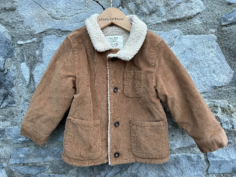 Brown cord fleece lined jacket 9-12m (74-80cm)