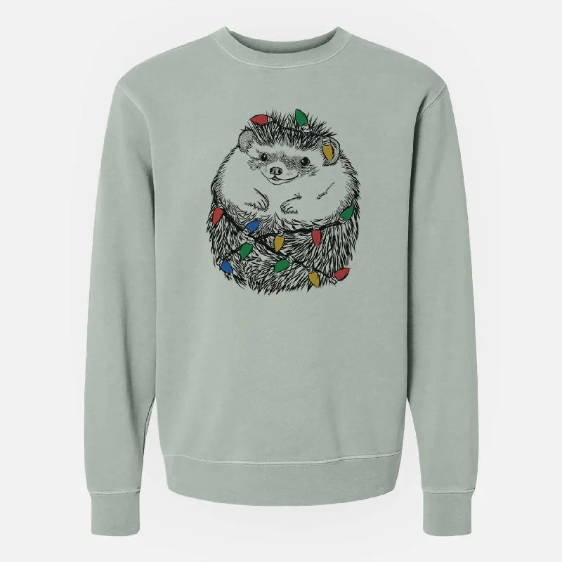 fitted workout sweatshirtChristmas Lights Sid the Hedgehog - Unisex Pigment Dyed Crew Sweatshirt