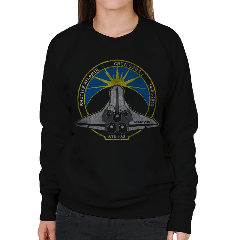 performance hoodie for gymNASA STS 132 Atlantis Mission Badge Distressed Women's Sweatshirt