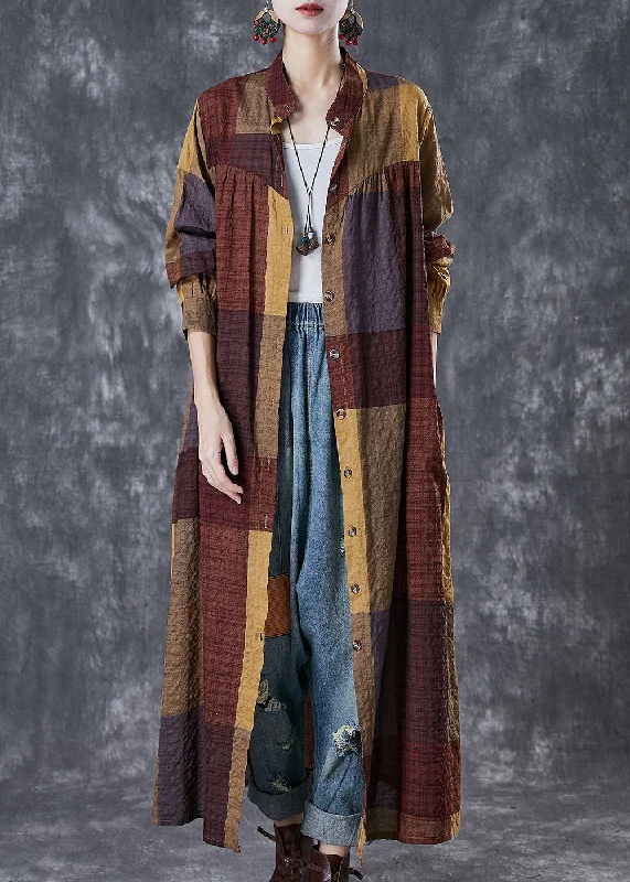 velvet dressKhaki Plaid Linen Maxi Dresses Oversized Fall