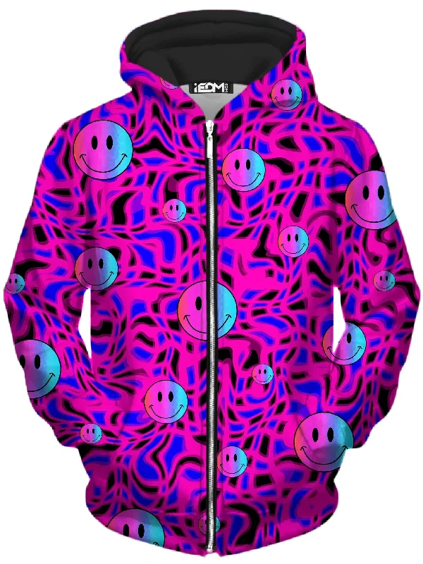 fashion hooded jacketTrippy Smiles Unisex Zip-Up Hoodie