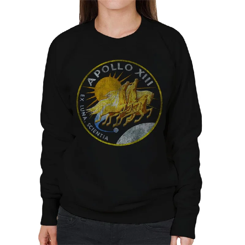 smooth fit athletic sweatshirtNASA Apollo 13 Mission Badge Distressed Women's Sweatshirt