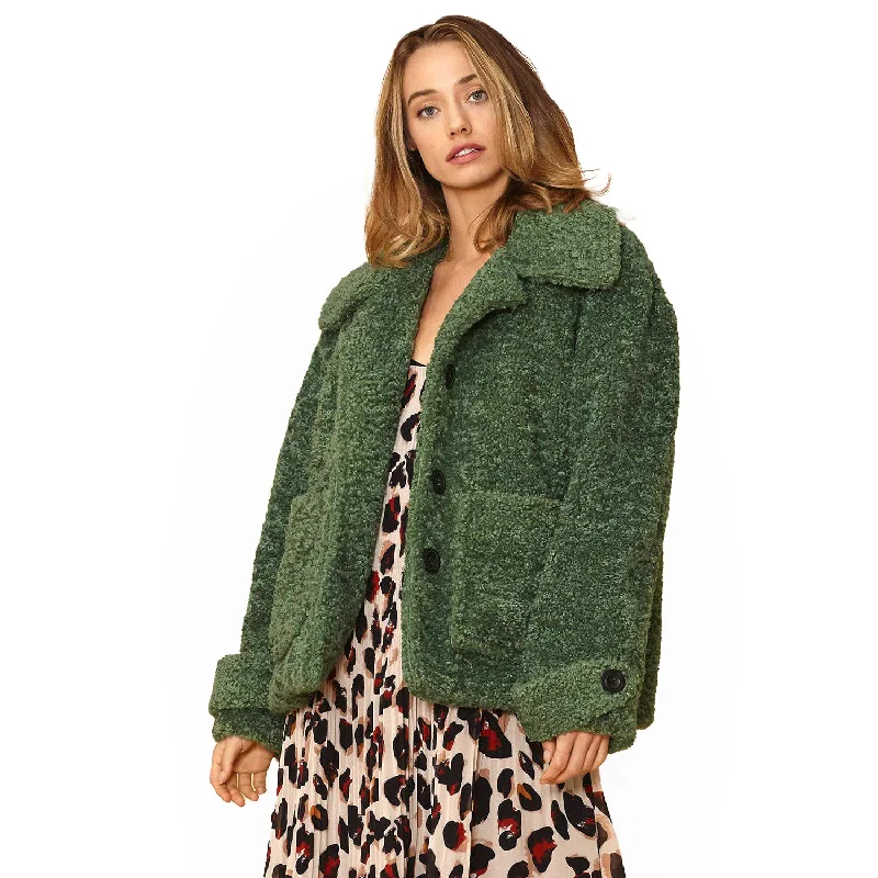 fashion-forward coatWomen's Shearling Coat in Fall Forest