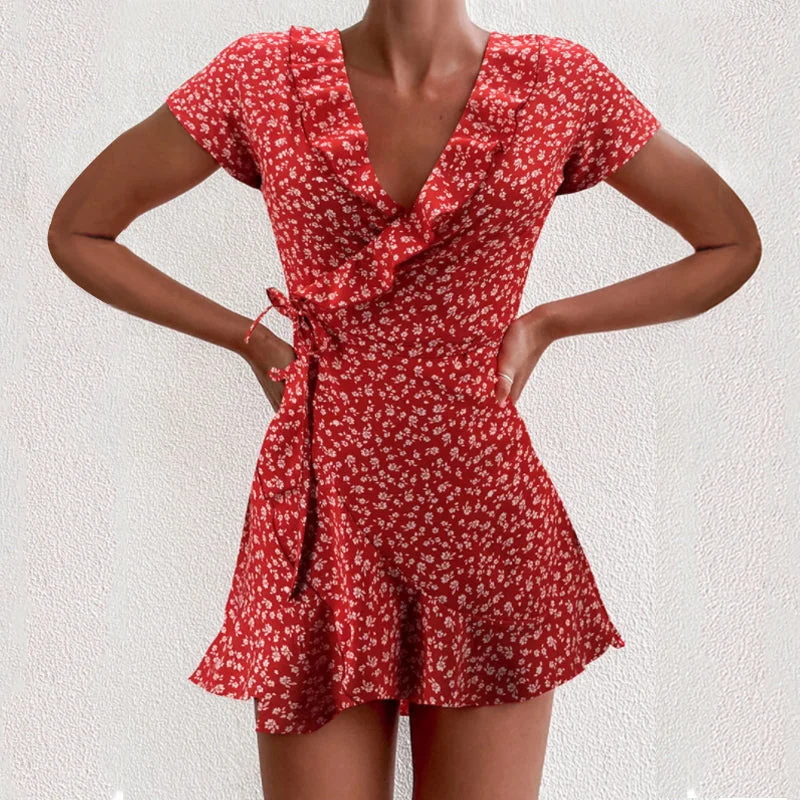 spaghetti strap dressJulia Fashion - Summer Women Floral A-Line Dress