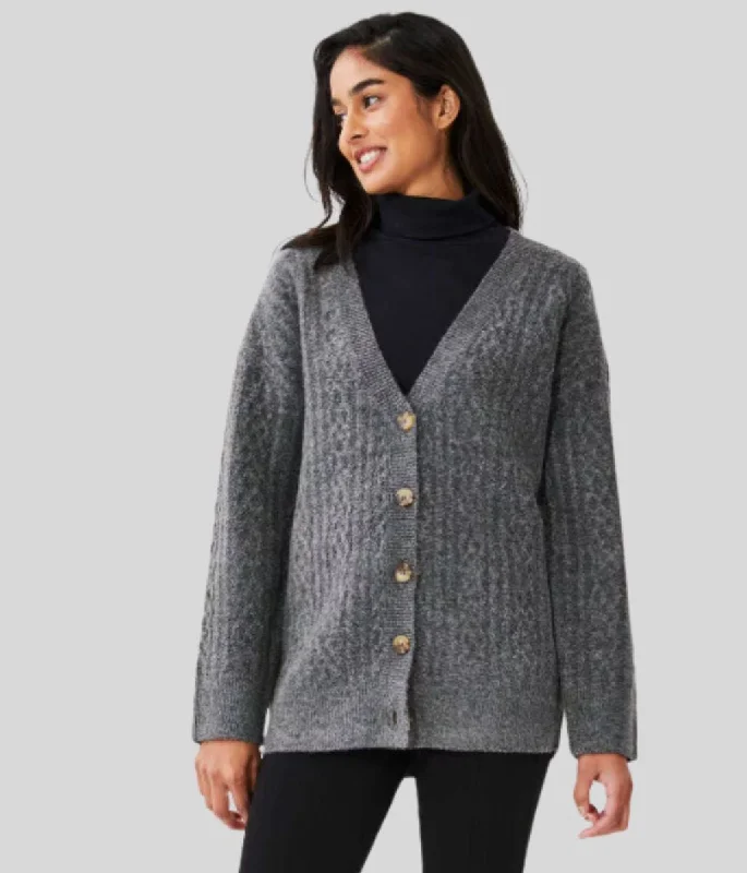 Grey Cable Knit Cardigan