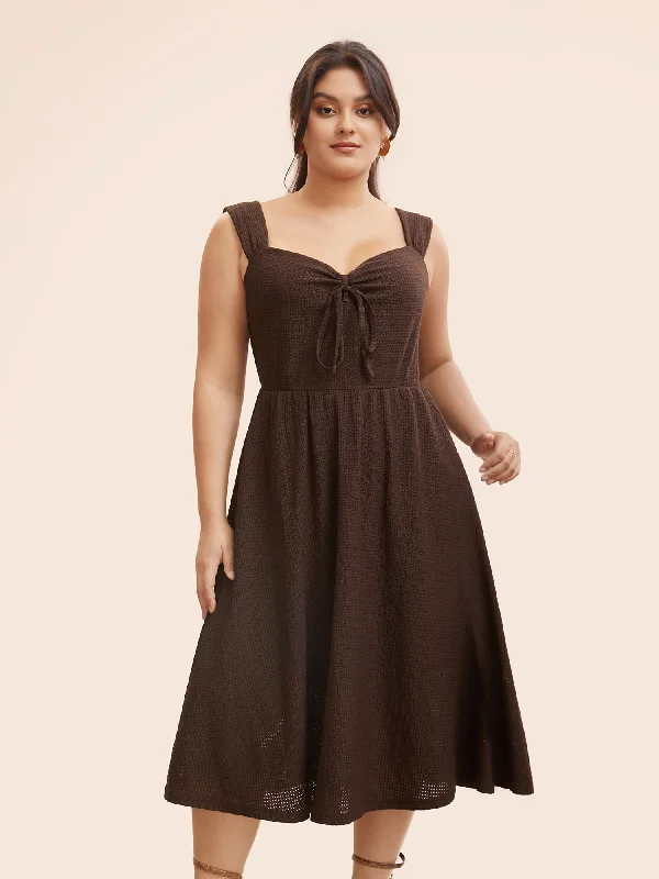 romantic dressTie Neck Sleeveless Ruched Pocket Dress