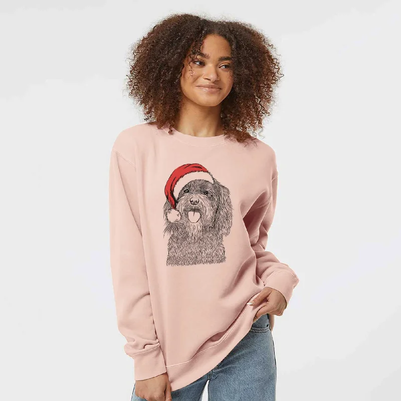 stylish sports hoodieSanta Sophie the Havanese - Unisex Pigment Dyed Crew Sweatshirt