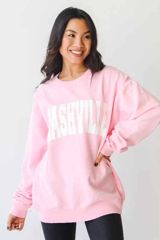 fashionable gym hoodiePink Nashville Sweatshirt