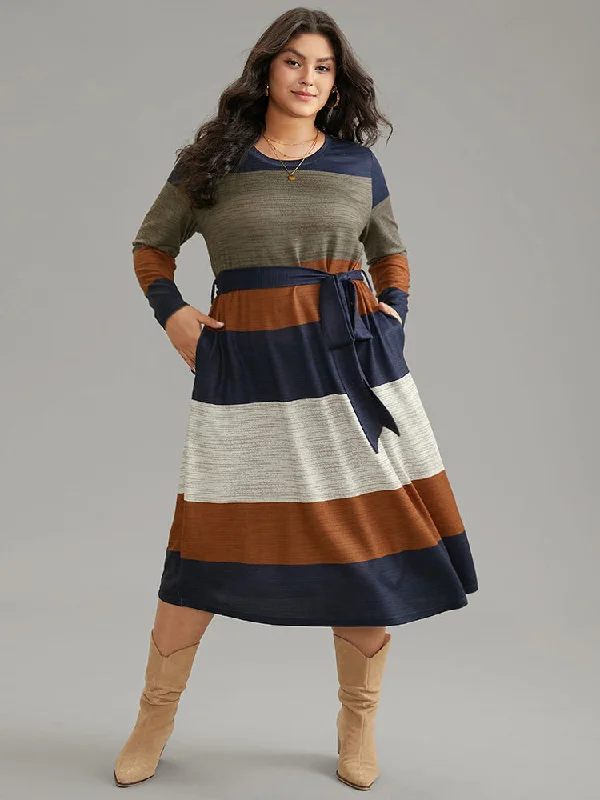 sophisticated dressColorblock Contrast Heather Belted Dress