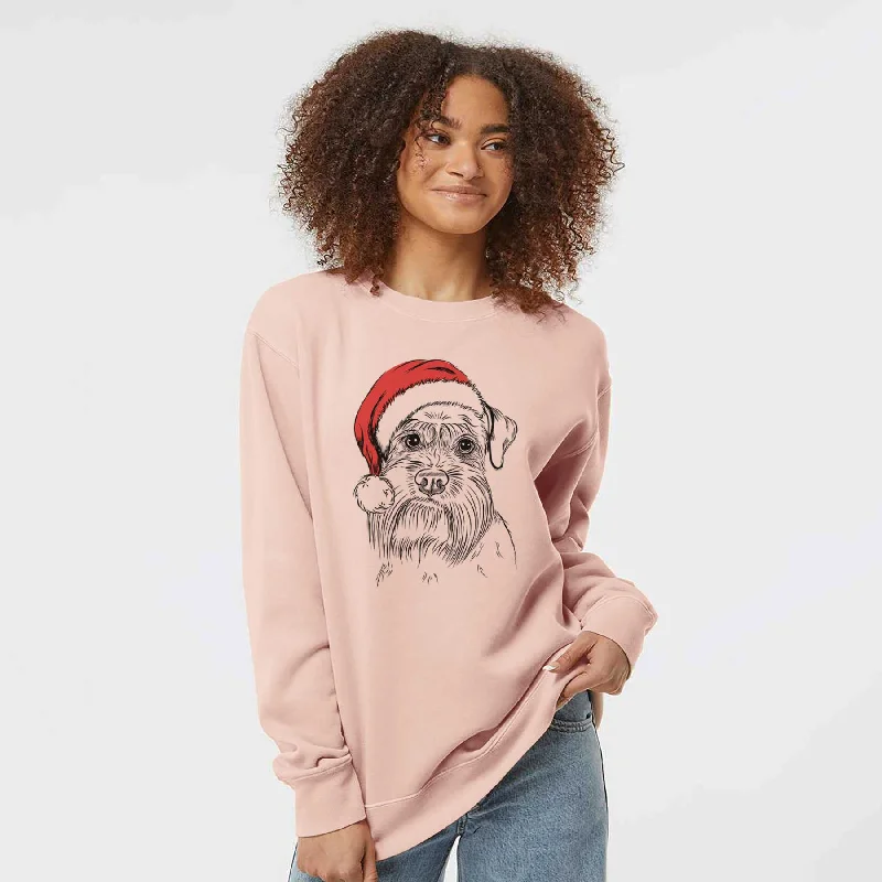 warm athletic hoodieSanta Wrigley the Schnauzer - Unisex Pigment Dyed Crew Sweatshirt