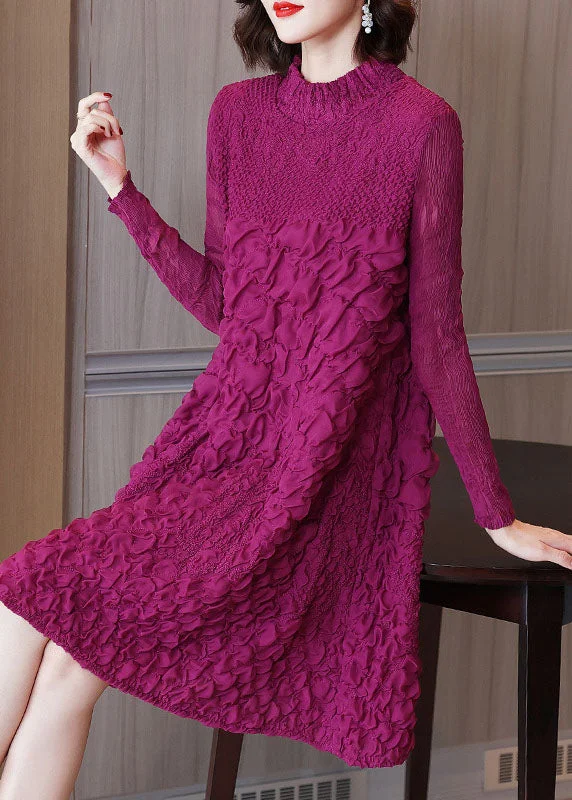 statement dressBeautiful Rose O-Neck Embroidered Long A Line Dresses Long Sleeve