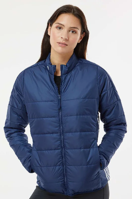 premium coatAdidas Womens Full Zip Puffer Jacket - Team Navy Blue