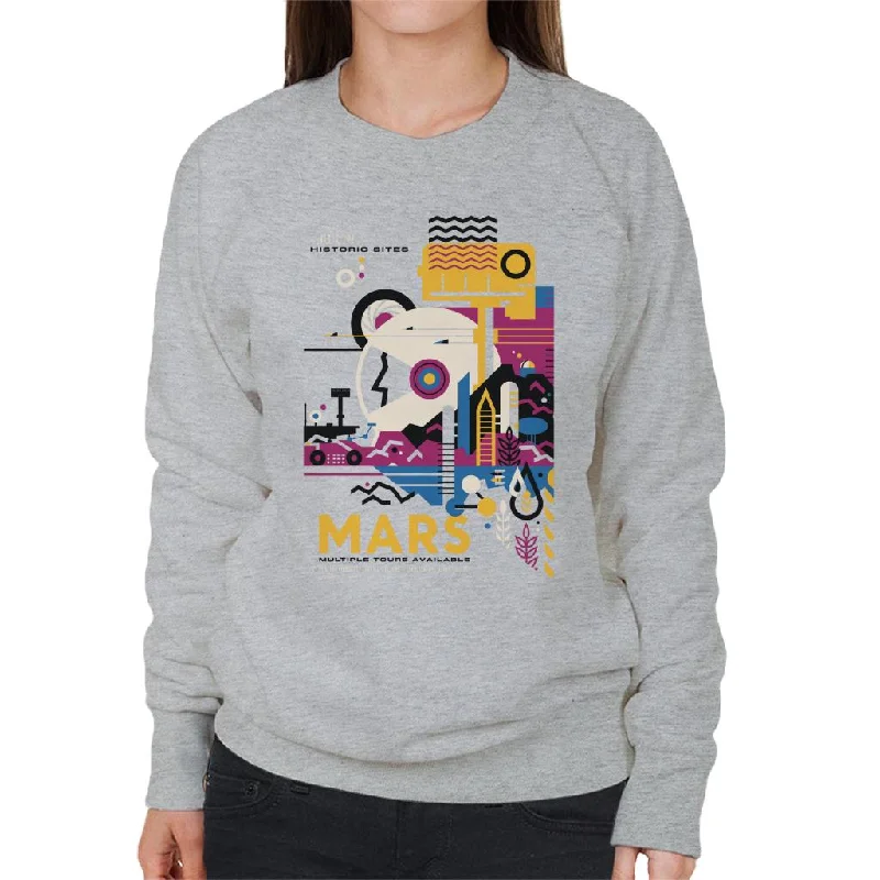 modern sports hoodieNASA Mars Multiple Tours Interplanetary Travel Poster Women's Sweatshirt