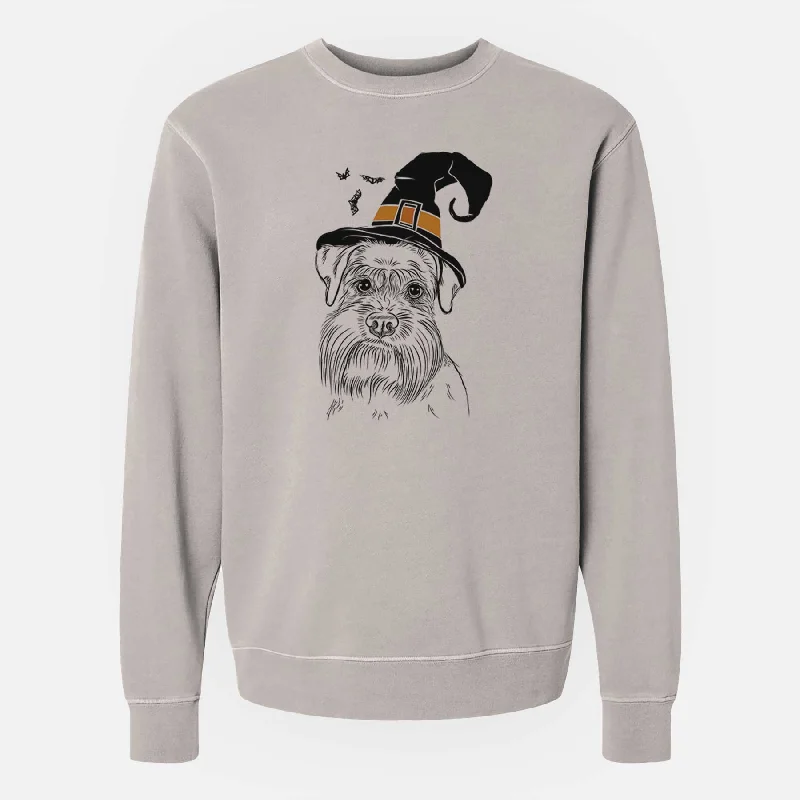 high-end athletic hoodieWitch Wrigley the Schnauzer - Unisex Pigment Dyed Crew Sweatshirt