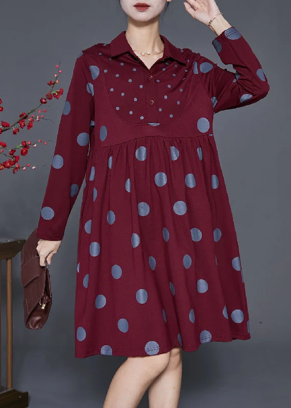 oversized dressMulberry Dot Print Cotton Maxi Dress Peter Pan Collar Spring