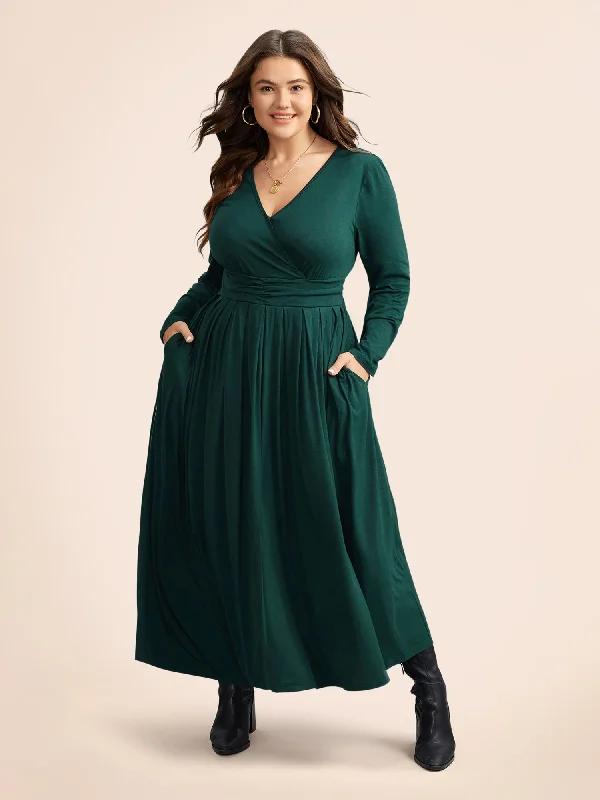 flowy evening dressSupersoft Essentials Ruched Wrap Pleated Hem Dress