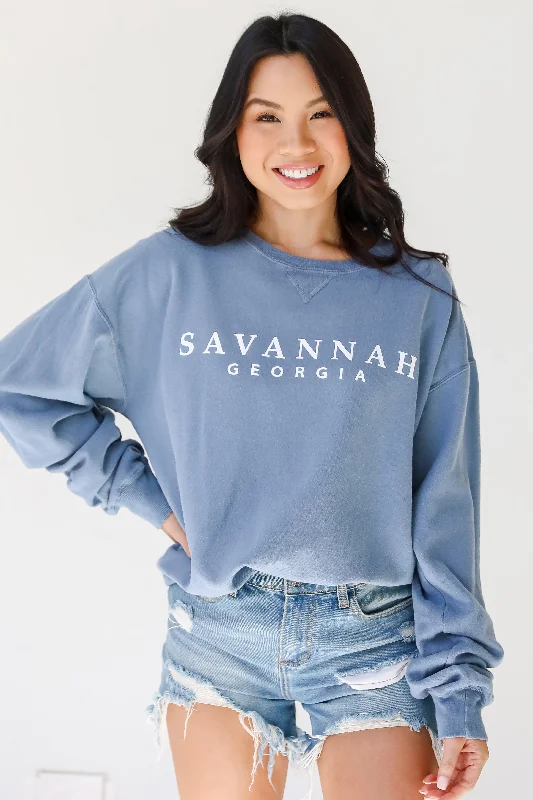 workout-ready hoodieLight Blue Savannah Georgia Sweatshirt