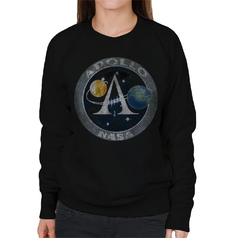 bold fitness hoodieNASA Apollo Program Logo Badge Distressed Women's Sweatshirt