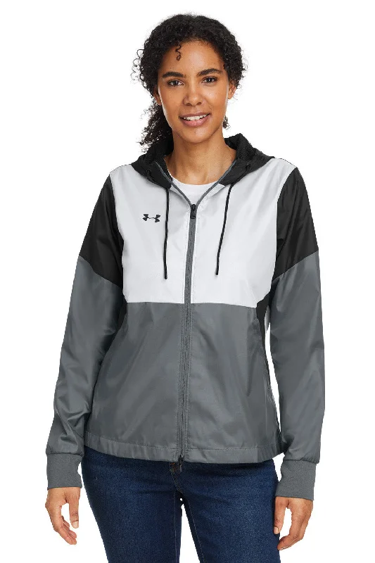 comfortable winter coatUnder Armour Womens Team Legacy Wind & Water Resistant Full Zip Hooded Jacket - Black